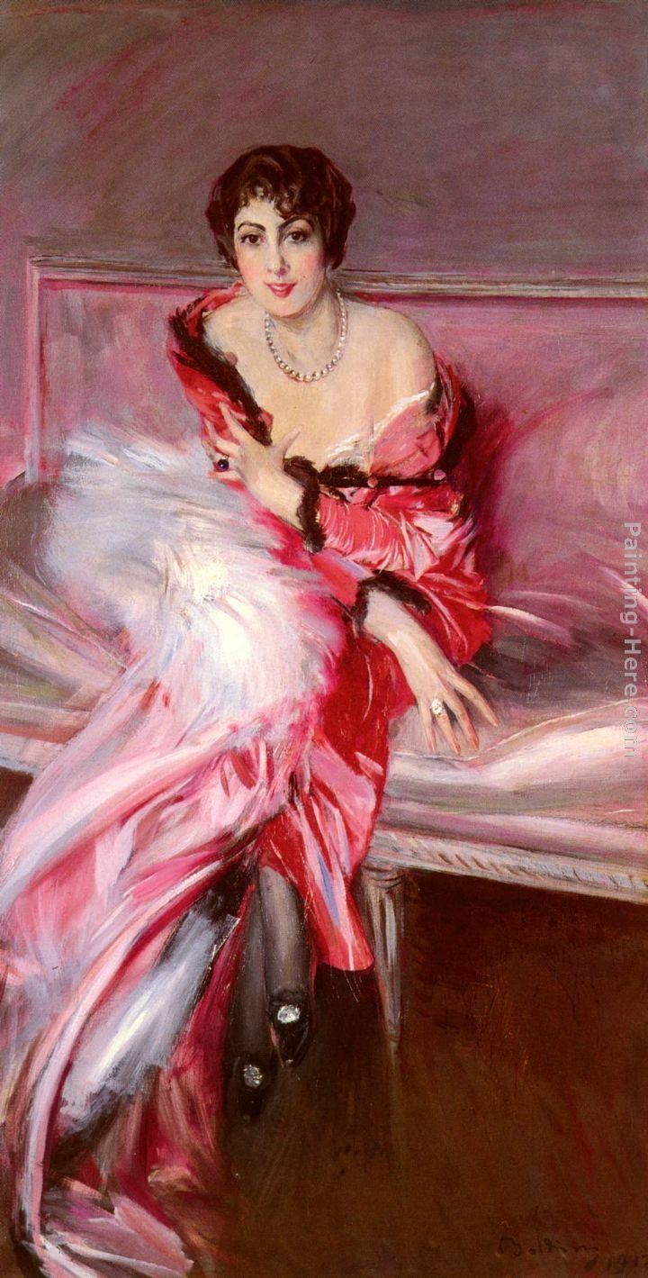 Giovanni Boldini Portrait Of Madame Juillard In Red